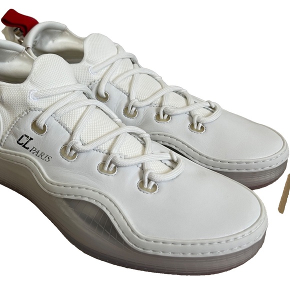 NIB Christian Louboutin Arpoador White Leather Drawstring Low Top Sneakers 43.5 main image 5